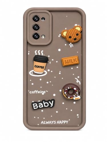 Image of Bintage Cute Fun Taddy Cartoon 3D Ball Bear Milk Cake Coffee Silicon Case Full Body & Camera Protection Back Cover Compatible for Realme 7 Pro 4G - Brown