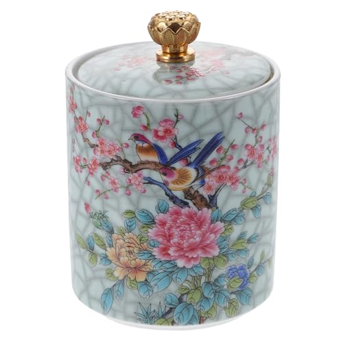 Cabilock Enamel Coated Ceramic Tea Pot 8Oz Airtight Canister for Loose Leaf Tea Kitchen Storage Jar with Sealed Lid