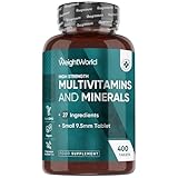 Multivitamin Tablets for Women & Men - 27 Key Nutrients - 400 Small Tablets - 1+ Year Supply - Tasty Peppermint Flavour - Vegan Multi Vitamins & Minerals Like Vitamin D, C, Calcium, Iron & Zinc