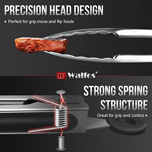 Walfos Kitchen Tongs - 30cm Heavy Duty Food Tongs, Stainless Steel and Non-Slip Heat Resistant Handle - Great for Cooking, Grilling, Turning and Barbecue - Image 5