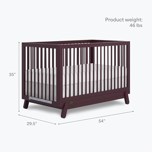 Image of Dream On Me Hygge 5-in-1 Convertible Full-Size Baby Crib in Auburn, GreenGuard Gold & BSA, Converts to Toddler, Day & Full-Size Bed, Adjustable Mattress Heights, Modern Nursery
