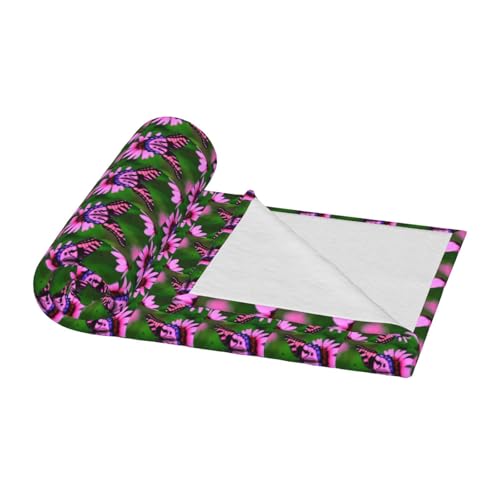 Couverture plaid papillon rose et violet pour lit et canapé