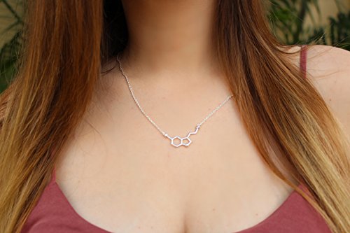 Rosa Vila Happiness Serotonin Molecule Necklace For Women, Happy Serotonin Necklace, Science Jewelry For Women, Ideal Necklaces For Teacher, Professor, Chemistry Grad, And Science Lovers2