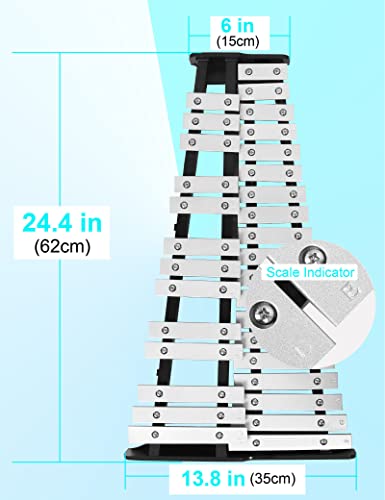 Mr.Power 32 Notes Glockenspiel Bell Kit with 8'' Practice Pad, Adjustable Height Stand, Music Sheet Clip, Glockenspiel Mallets, Drumsticks, and Carrying Bag