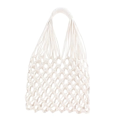 Homoyoyo 1 Bolso De Mano De Tejido A Crochet De Malla De Mimbre Trenzada Para Playa Color Blanco