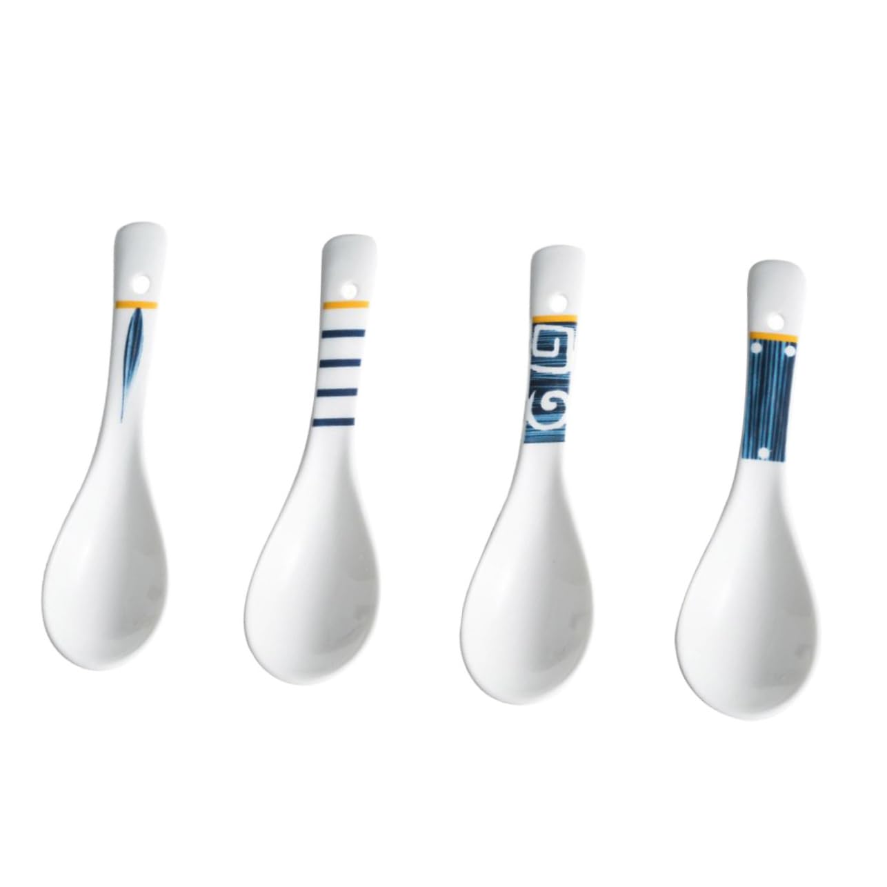 Ipetboom 4Pcs Japanese Style Ceramic Soup Spoons Decorative Tableware for Soup Rice and Appetizers Simple Design for Home Use for Porridge and Cereal