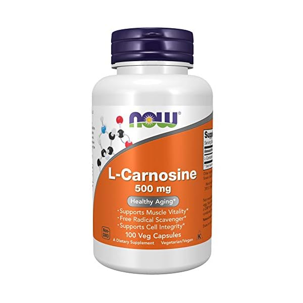 NOW Supplements, L-Carnosine (Beta-Alanyl-L-Histidine) 500 mg, Healthy Aging, 100 Veg Capsules