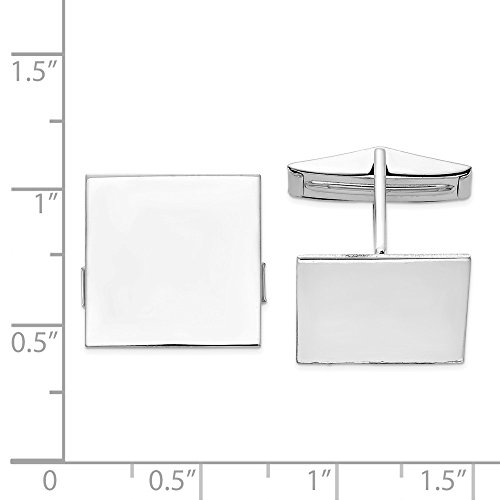 Mancuernillas cuadradas sólidas de oro blanco 14K 17 mm miniatura 2