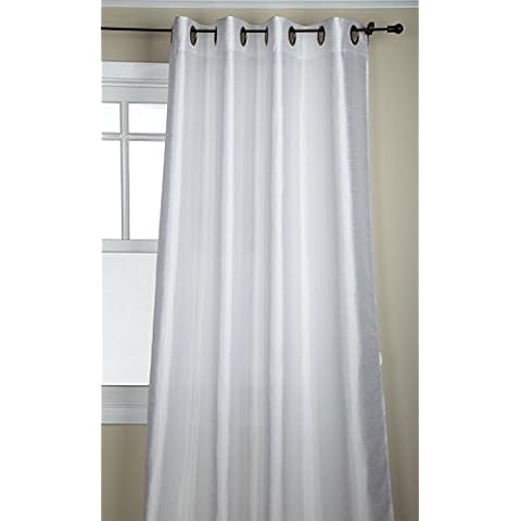 Empire Furniture USA Jenner Solid Faux Silk Grommet Window Curtain Panel New ARIVAL Sale (84" Standard, Pure White) Cover