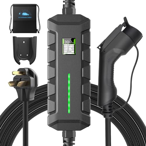 Morec Level 2 EV Charger 220V-240V 30A 7.2KW Home Charging Station ETL Certified Plug-in NEMA 10-30 Portable EV Charger with 25FT Cable for SAE J1772 Cars
