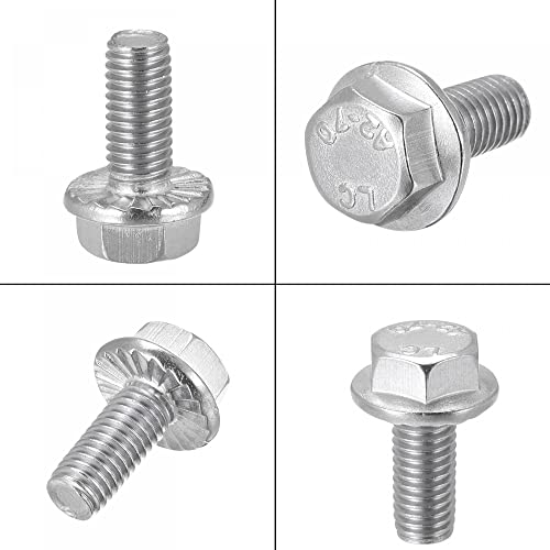 Image of uxcell M8x16mm Hex Serrated Flange Bolts Screws Metric Thread 304 Stainless Steel 5pcs