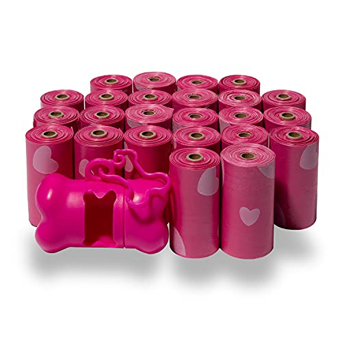 Image of Best Pet Supplies Dog Poop Bags for Waste Refuse Cleanup, Doggy Roll Replacements for Outdoor Puppy Walking and Travel, Leak Proof and Tear Resistant, Thick Plastic - Pink Heart, 360 Bags
