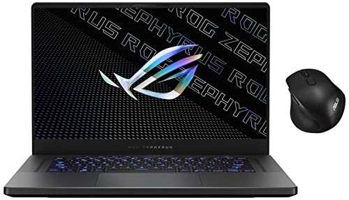 Image of ASUS ROG Zephyrus G15 (2022), 15.6-inch (39.62 cm) WQHD 240Hz /3ms, AMD Ryzen 9 6900HS, 6GB RTX 3060 Graphics, Gaming Laptop, GA503RM-LN095WS MW203 Wireless Silent Mouse (Black)