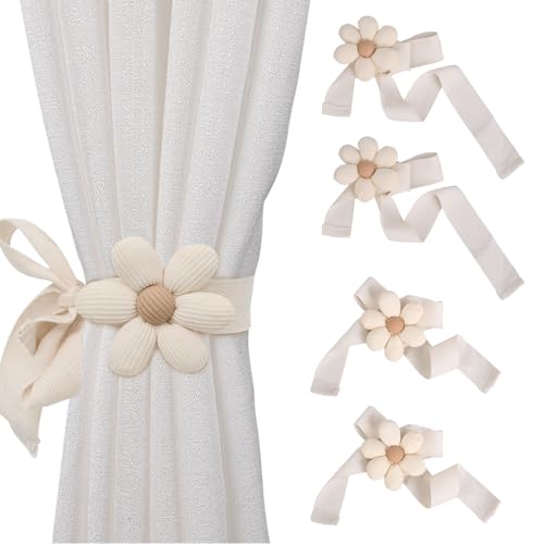 Fzyisw 4 pièces embrasse pour rideaux, embrasse mignonne à fleurs pour rideaux, porte-rideaux embrasse - Sécuritaire et réglable pour chambre d'enfant, salon,...