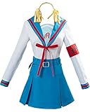 Anime The Melancholy of Haruhi Suzumiya Cosplay Costume Sailor Suit Customize (Medium)