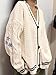 Women's Cardigan Star Embroidery Knit Open Front Cardigan V Neck Long Sleeve Oversized Button Sweater Coat Outwear (Beige1,M,Medium)