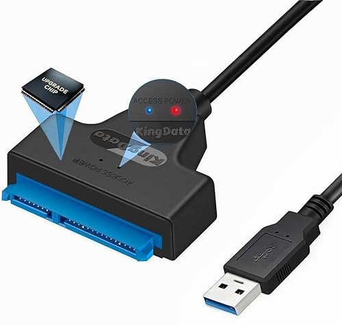KingData USB 3.0 to SATA Adapter Cable for 2.5" SSD HDD Drives - External Converter, SATA III, Black