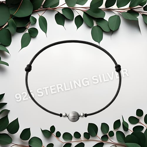 Jewellers 925 Sterling Silver Chandi Moving Ball Thread Based Anklet Best Pack Of 1 Extra Large Black3