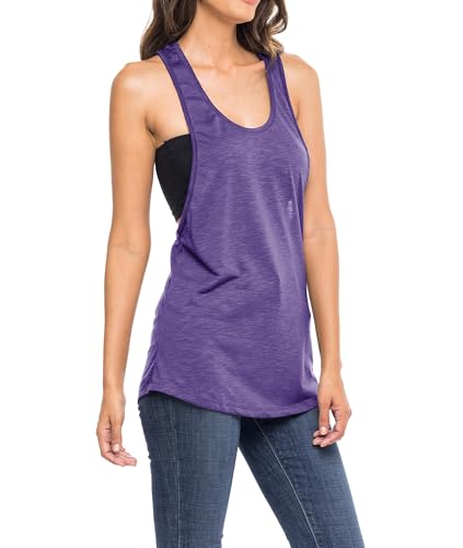 Image of Sexy Basics Women's Workout Racerback Tank Tops | Semi Sheer Slub Fabric | Wide Shoulder Hole Opening | Multi Packs & Colors