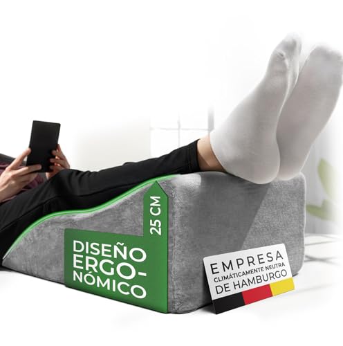 Well B4 Almohada para piernas con Varices Alto - Cojin reposapiernas, Dolor de Espalda y Rodillas, cuña para piernas Pesadas, Mejora la circulación piernas hinchadas, ergonomico, Transpirable Lavable