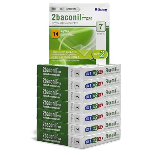 Image of Rusan 2baconil Nicotine Transdermal Patch 14mg Step 2 | 56 Patches (8x7 Pack) | 2 Month Quit Smoking Kit | Nicotine Replacement Therapy | Quit Smoking & Chewing Tobacco /Ghutka