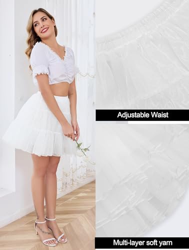Vlazom Women’s Petticoat Skirts Tulle Tutu Underskirts Chiffon Half Slips Fluffy Layer Prom Puff Skirt S-3XL3
