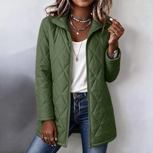 Quilted Jackets for Women Lightwight Fall Winter Mid Length Padded Coats - image 4