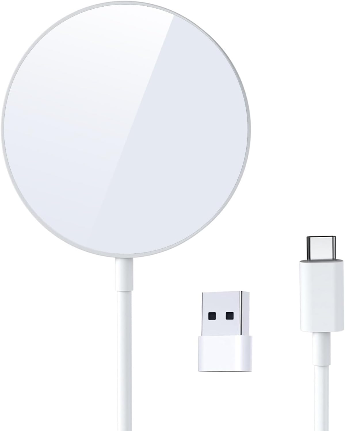 15W Magnetic Portable Wireless Charger Fast Charging Pad for iPhone 16/15/14/13/12 Series & AirPods 2 3 Pro, Slim Magnet Quick Charger with USB-C/A Ports (White) 15W Magnetic Portable Wireless Charger Fast Charging Pad for iPhone 16/15/14/13/12 Series & AirPods 2 3 Pro, Slim Magnet Quick Charger with USB-C/A Ports (White)