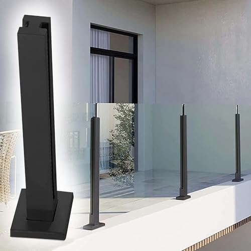 Poteau de garde-corps en verre noir carré pour sécuriser la terrasse