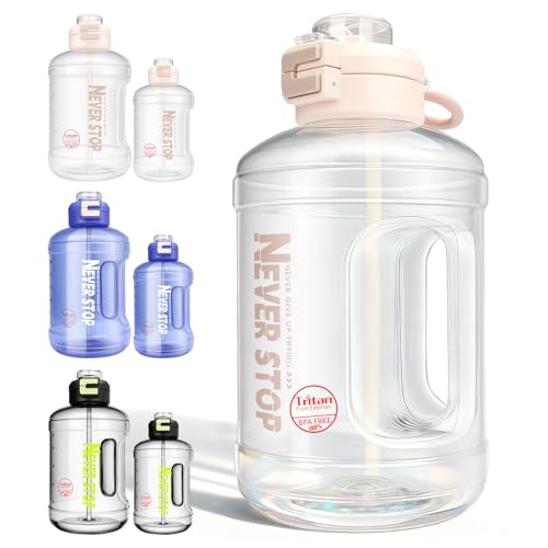 Water Bottle Large Water Jug with Handle, 2in1 Flip-top Lid, White, 85oz