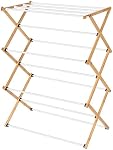 SortWise Foldable 3-Tier Wooden Clothes Drying Rack - Space Saving Laundry Rack for Indoor/Outdoor, Clothes, Towels (Folding Design)