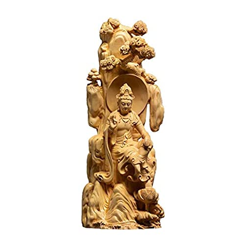 Sculpture en bois massif Bouddha 25 cm ornement de jardin Feng Shui et culte zen