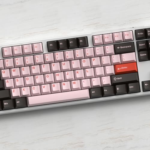 Image of Pink Dye-sub Keycaps, 163 Keys Cherry Profile, Double Shot Keycaps Set, Custom Key caps for MX Switches Mechanical Keyboard(Flamingo)