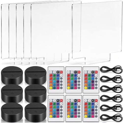 Image of Honoson 6 Set LED Acrylic Light Base, Night Lamp Kit,Square Style