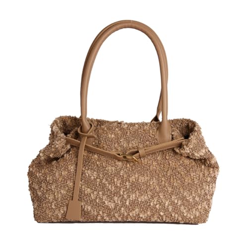 Arecobticy Bolso de hombro para mujer, de ante sintético, a la moda, bolso de mano, bolso de mano, bolso de mano, bolso de mano, bolso de hombro, Marrón Maomao