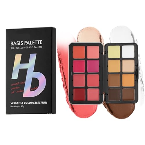 Paleta de Rubor - Sombra de Ojos Cremosa de 16 Colores con Efecto Colorete - Base Bronceadora Resistente al Agua para Definición de Pómulos Mujeres Niñas Fiesta Regalo