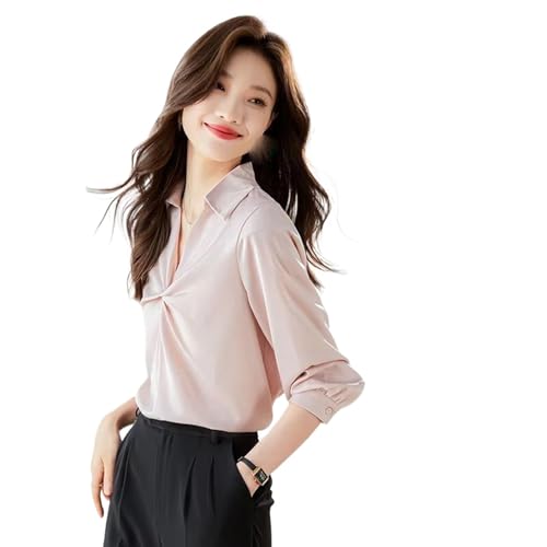 Chemisier coréen vintage en satin plissé pour femme élégante