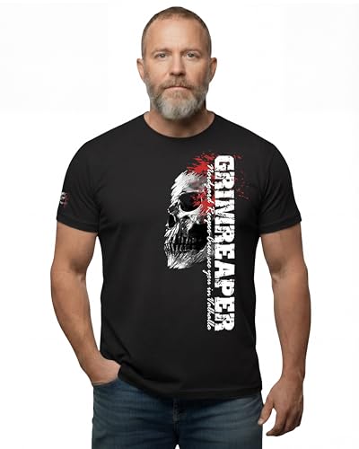 NORDGARD Viking T-Shirt Grimreaper2 in schwarz I Größe L I Herren Tshirt aus 100% Baumwolle I Wikinger T-Shirt I Shirt nordische Mythologie I Ideal für Freizeit & Sport I Oeko-TEX Zertifiziert