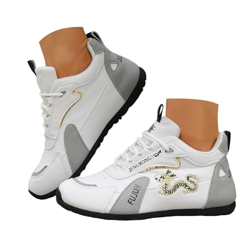 Casual Sneakers for Women Leather Lace Up Non-Slip Lightweight Running Shoes Womens Fashion Comfortable Sneakers Tennis Gym Workout Athletic Jogging Fitness Sport Low Top Walking Shoes