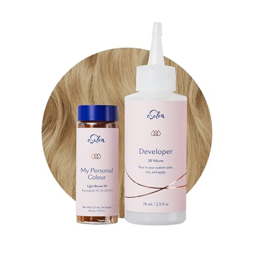 eSalon Coloration Permanente - Sans Ammoniaque Sans PPD - Couvre 100% des cheveux blancs - Résultat Professionnel - Blond Clair 9N