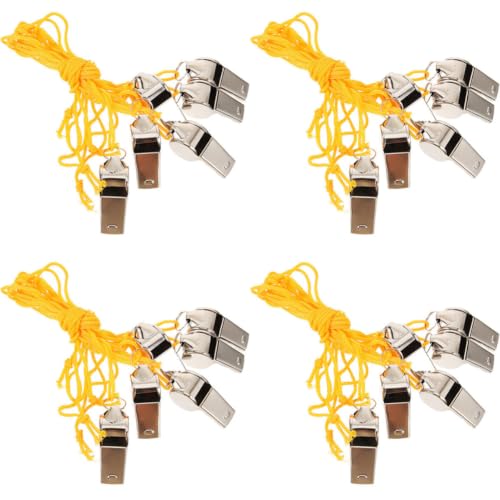 Silbatos de acero inoxidable LIFKOME, 24 piezas con cuerda miniatura 1