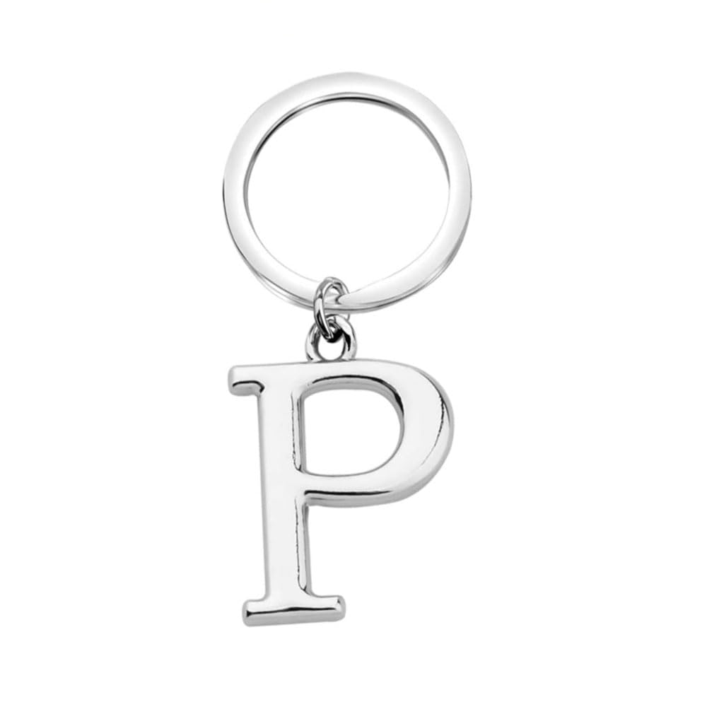 Rohans Unisex P Silver Keyring Letter - Initial Alphabet Key Ring Charm Silver And Gold (Silver, P)