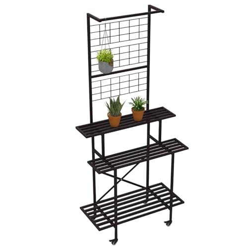 Estante de esquina para plantas - Estante escalera 2/3 de nivel con soporte flores - Unidad almacenamiento, expositor de plantas sala de estar - Soportes macetas - Estante de escalera plantas negro(Ty