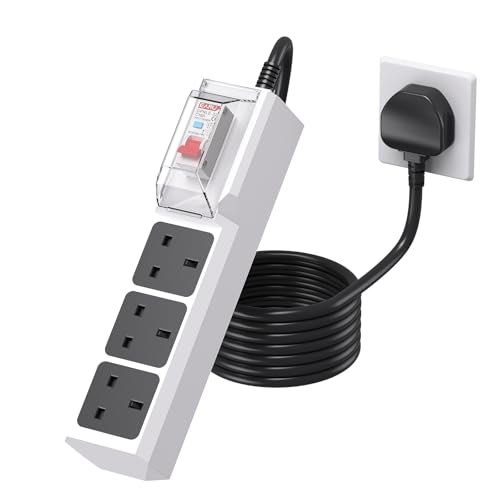 BEVA 3 in 1 RCD Extension Lead 3M Heavy Duty Extension Lead with Leakage Protection 13A/3250W RCD Plug for Workshop Garage Construction Sites Old Buildings Basements