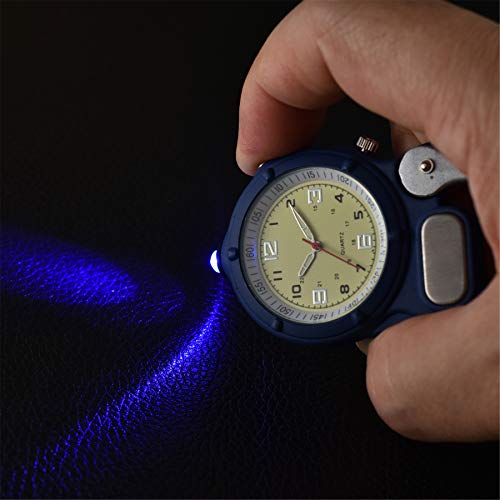 Image of JewelryWe Men Women Clip-on Quartz Watch Backpack Fob Belt Watch Luminous Mini Microlight Pocket Watch for Rock Climbing Doctors Nurses Outdoor Activities for Mother's Day
