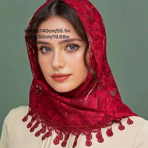 Mantilla de encaje con borlas velos católicos de novia chal formal para bodas 3