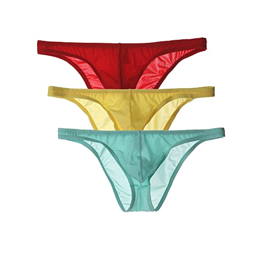 Men's Low Waist Ice Silk Solid Color Brief Panties Breathable Thin Bikini Briefs Underwear