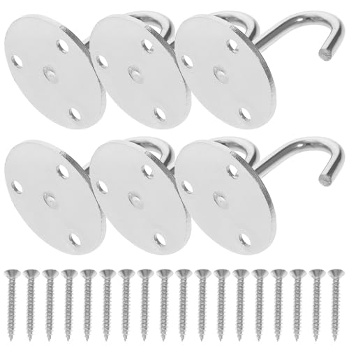 SHOWERORO 6 piezas Ganchos Colgantes de Acero Inoxidable con Tornillos Ganchos de Techo Resistentes para Colgar Tazas Toallas Ropa y Luces Interiores o Exteriores