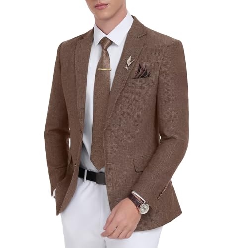 Retro Tweed Men's Suit Jackets Herringbone Slim Fit Sport Coats Blazer Prom Business Casual Men Tux Jacket Wedding Blazers2