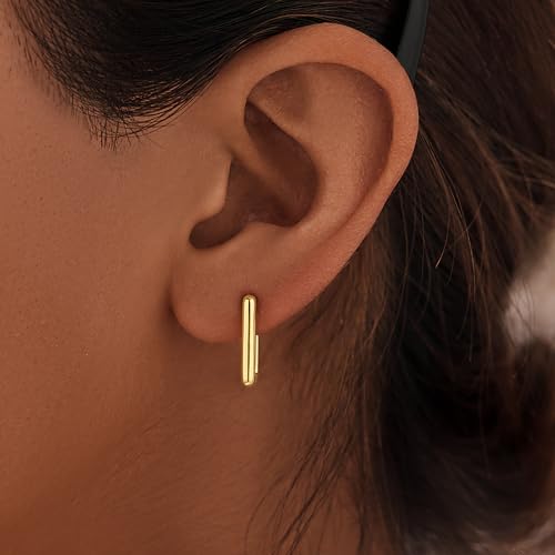 Gold Statement Chunky Dangle Stud Earrings for Women, 14K Gold Plated Hoop Knot Claw Earrings Tarnish Free Jewelry for Women Gifts4